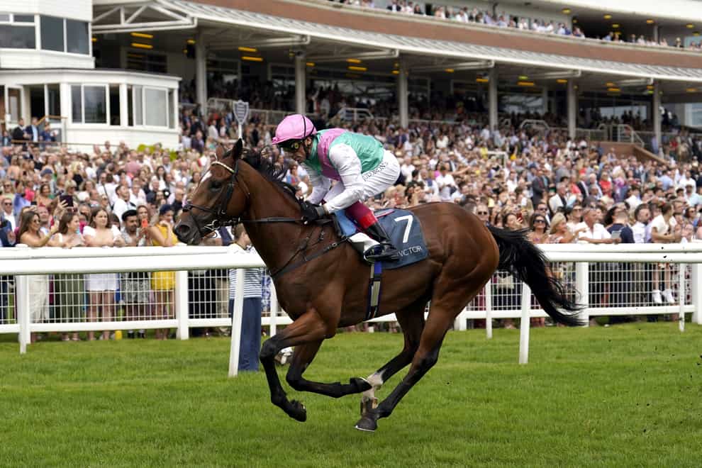Arrest ridden by Frankie Dettori on their way to winning the BetVictor Geoffrey Freer Stakes at Newbury (Andrew Matthews/PA)