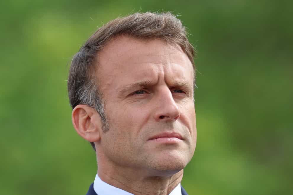 French President Emmanuel Macron has been accused of ‘playing little political games with nuclear weapons’ by a former Royal Navy top brass (Chris Jackson/PA)