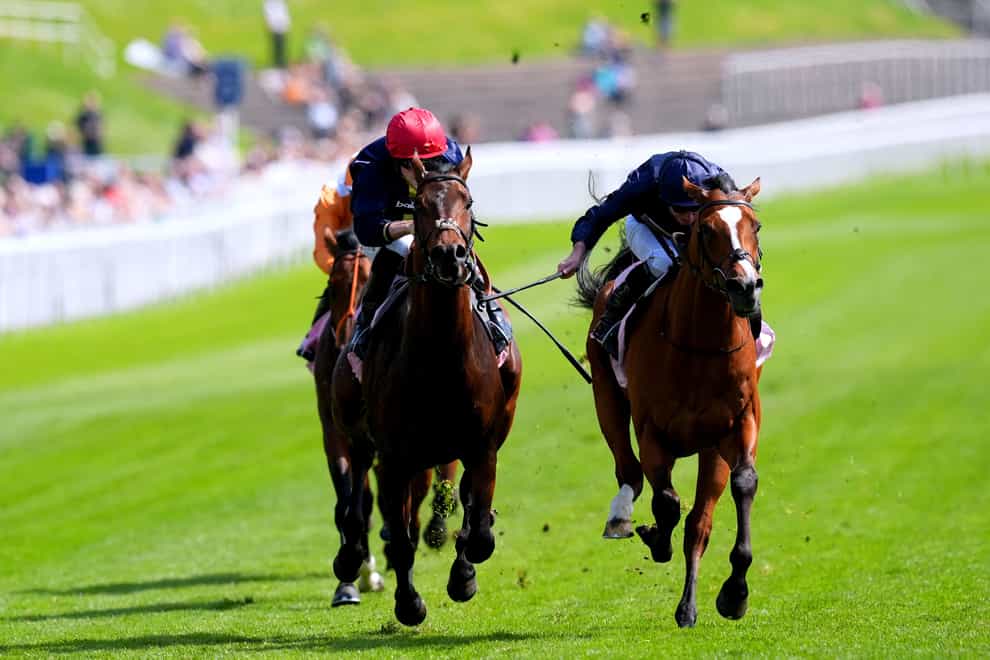 Capulet and Ryan Moore (right) winning the Dee Stakes at Chester (Martin Rickett/PA)